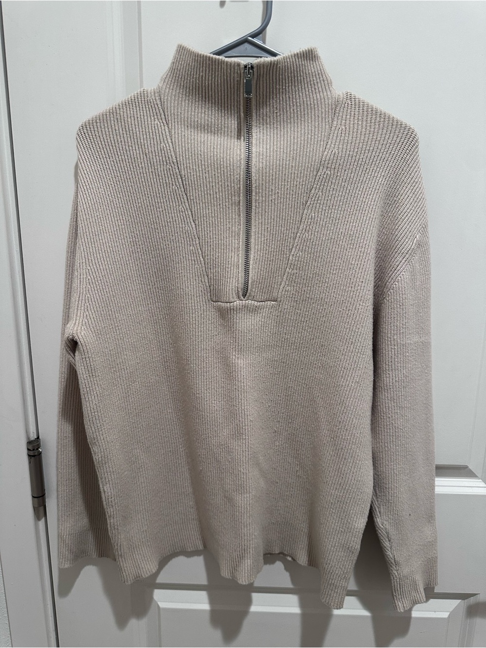 Reserved Men's Zip-Neck Knit Sweater - Beige